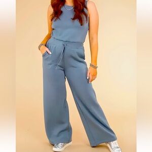 Women's Blue Sleeveless Jumpsuit